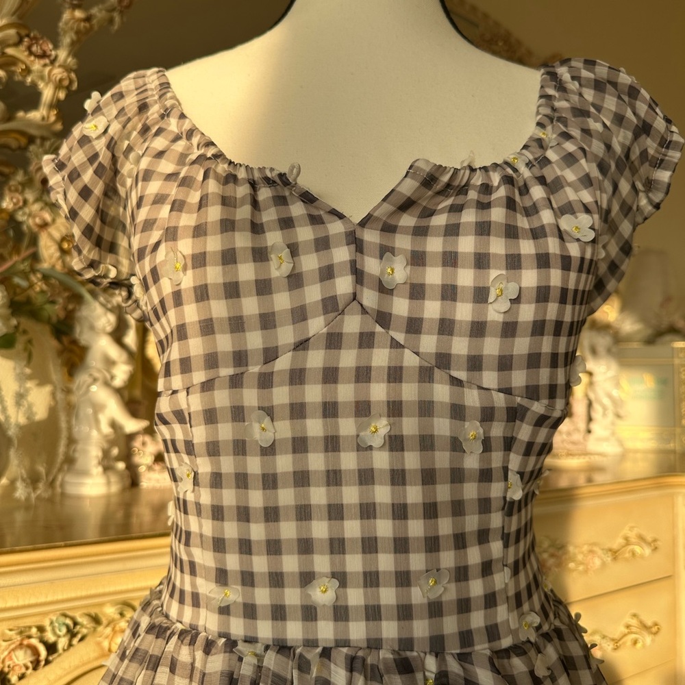 Magnolia Gingham Midi Dress in Black and White - Picture 5 of 8